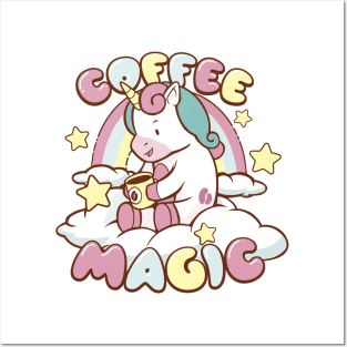 COFFEE MAGIC UNICORN Posters and Art